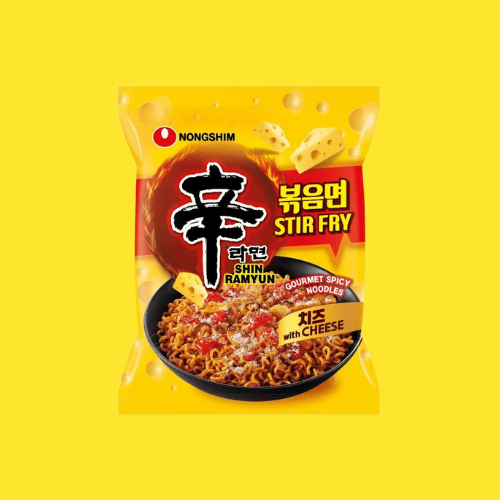 SHIN RAMYUN SPICY NOODLES WITH CHEESE STIR FRY 136g ( HALAL/VEGAN )