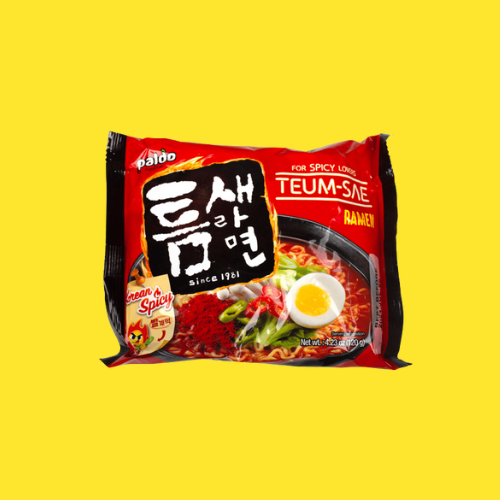 TEUM-SAE RAMEN NOODLES SPICY BALDO 4232OZ (120G)
