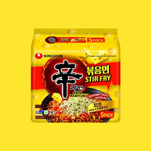 Nongshim Shin Ramyun Stir Fry Spicy Cheese – 680 g Pouch  (136gx5packs)  (Imported)